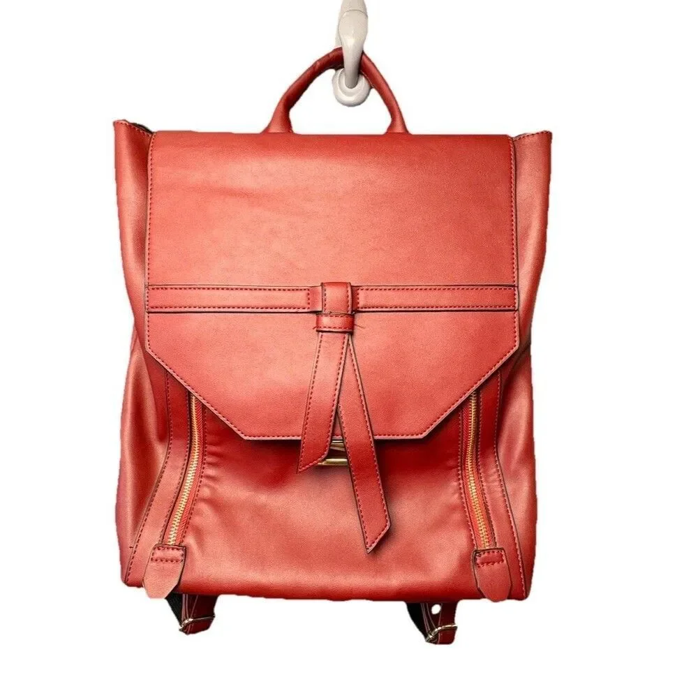 Estarer Vegan Leather Backpack Burgundy Red Fits 15.6